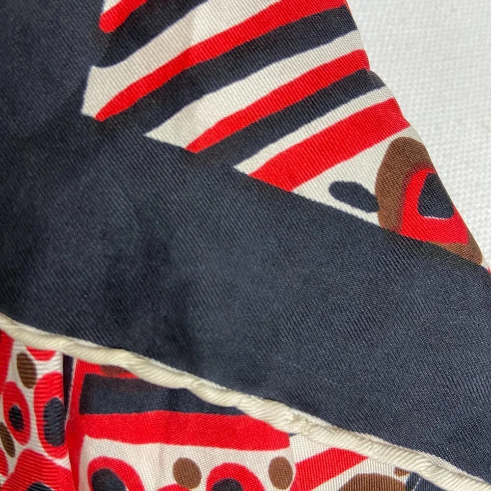 Vintage Square Scarf Abstraction Black Red